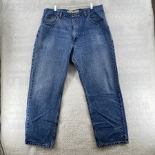 Arizona Jean Co Men 39X31.5 Actual Blue Denim Jeans Straight Loose Fit High Rise