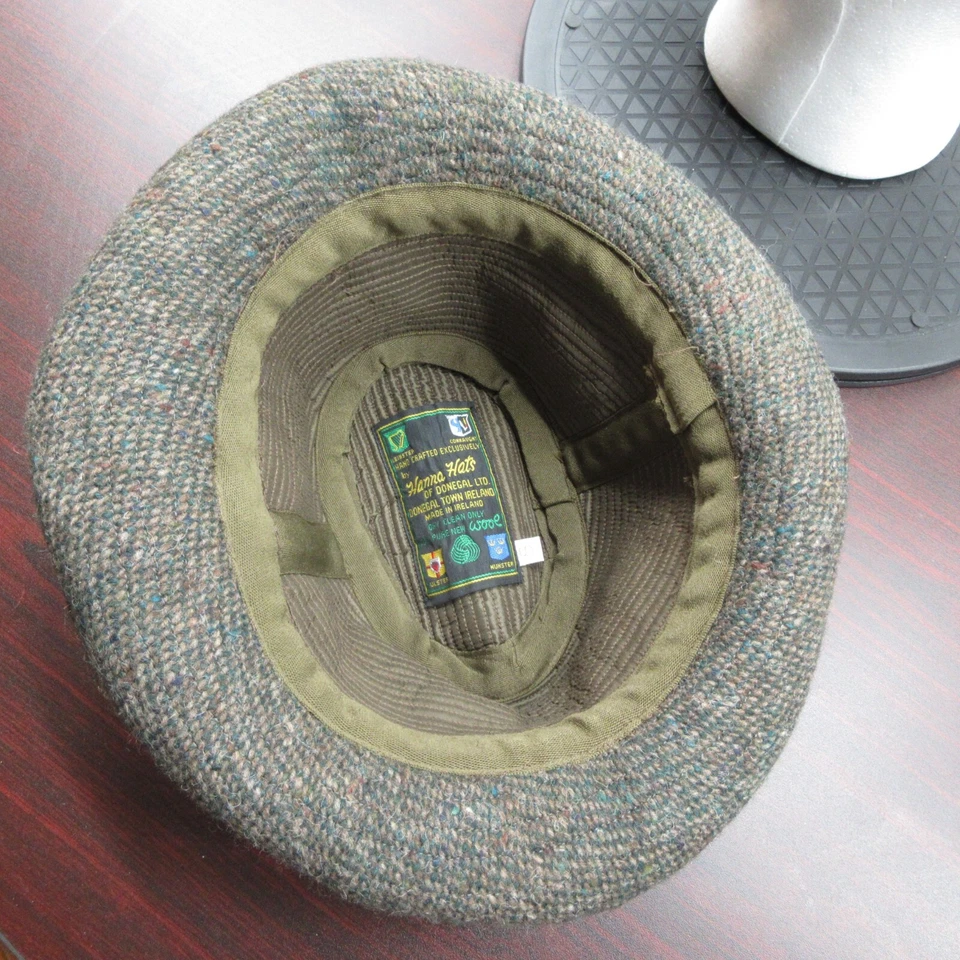 Hanna Hats Donegal Lana Irlandesa Fedora Caminar Irlanda Pequeño Tweed Marrón Verde Foto 3 de 4