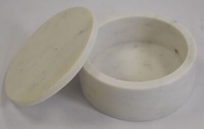 H&M Home Large Marble Pot w Matching Lid White 5'' x 2'' 0746814 Food Contact Safe