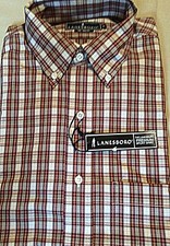 NWT MENS LANESBORO NO IRON BD TAILORED SPORT SHIRT-RUSSET PLAID-15 34/35