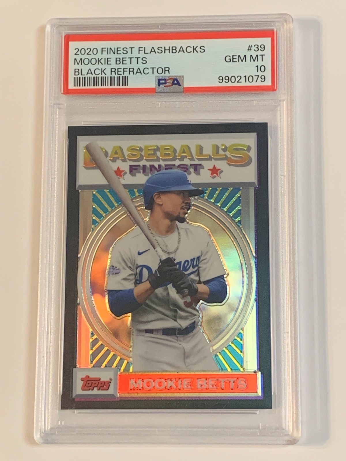 2020 Finest Flashbacks Black Refractor #39 Mookie Betts /25 - PSA 10 (Gem MT)
