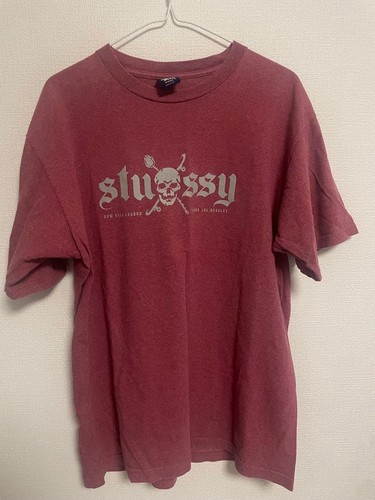 Stussy St Ssy Burgundy Skull Shirt Y2K Limited Edition Men's Tops ECool, Stylis