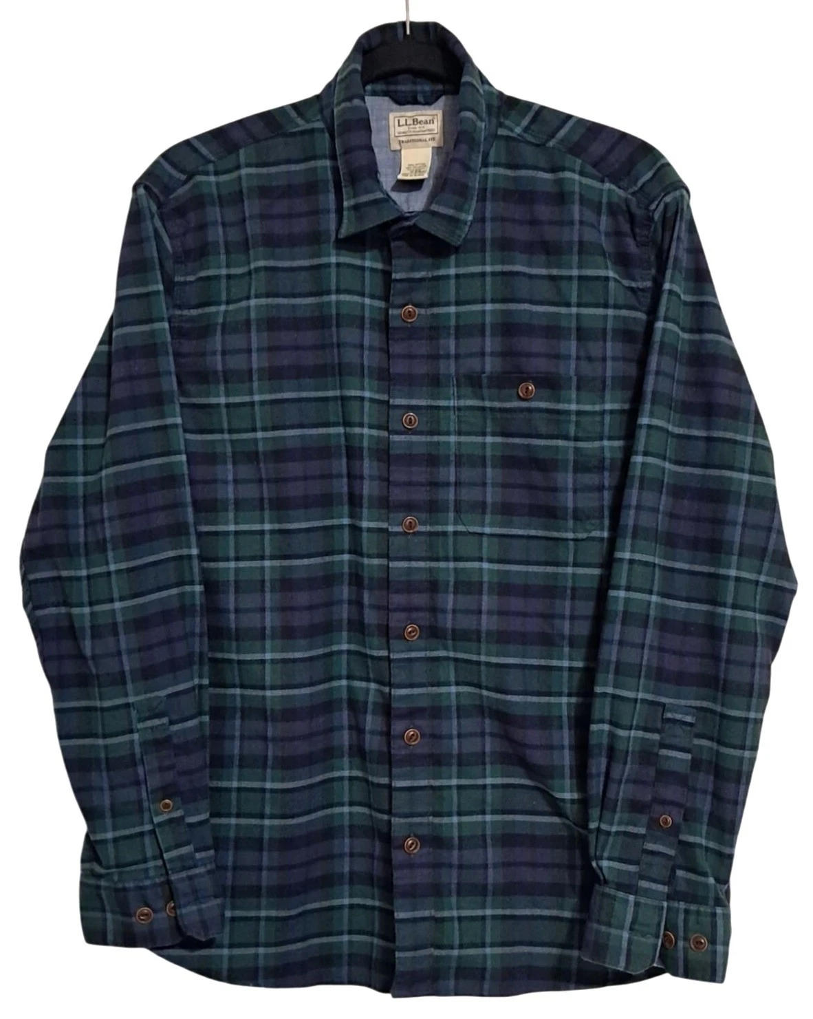 L.L.Bean Plaid Flannel Sirt Mens M Traditional Fit Lightweight Gorpcore Outdoors
