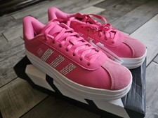 New Adidas Court Bold J Pink Casual Athletic Sneakers Women's Size 7 / 6 Youth