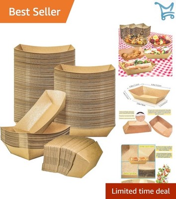 100 Pack Kraft Paper Food Trays 2lb Capacity Disposable Serving Basket