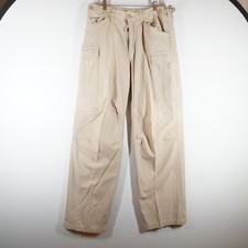 VTG Bugle Boy Cargo Pant 34x30 Tan Beige Utility Canvas Workwear Adjustable Gorp