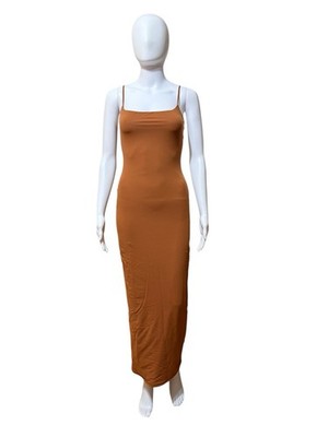 skims fits everybody midi dress SKIMS Long Slip Dress | Bronze | Medium Neutral | Fits Everybody | M | Medium