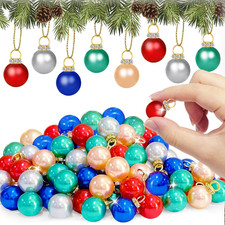 100PCS Mini Glitter Christmas Ball Ornaments 0.6" Xmas Tree Decorations