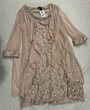 NWT R M Richards Two-Piece Flyaway Jacket Dress Set Blush Pink 14W