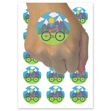 Bike Mountains Scene Bicycle Temporary Tattoo Fake Body Art
