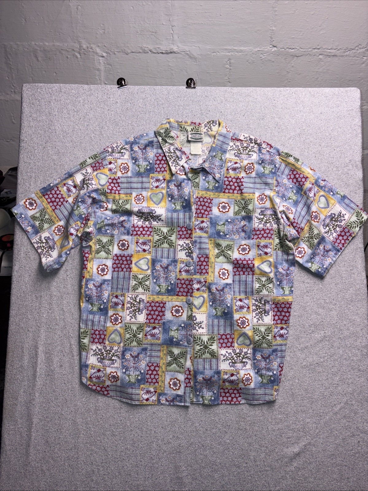 Vintage Separate Issue Patchwork Floral Button-Do… - image 1