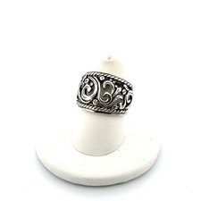 Vintage 925 Sterling Silver Filigree Scroll Wide Band Ring Size: 7