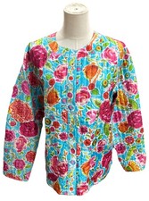 Norm Thompson Womens Shirt Jacket Petite Medium Floral Silk