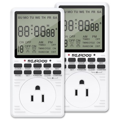 [2 Pack] Outlet Timer, Multifunctional Programmable Timer with Countdown and ...
