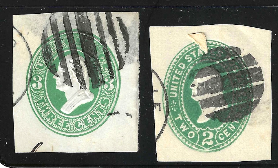 4 Geometric Fancy Cancels 2 & 3 Cent Washington Postal Stationary Corner US69B33 - Image 3 of 3