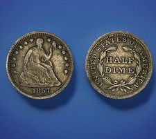 🪙 1857 Seated Liberty 5C Half Dime 90% Silver