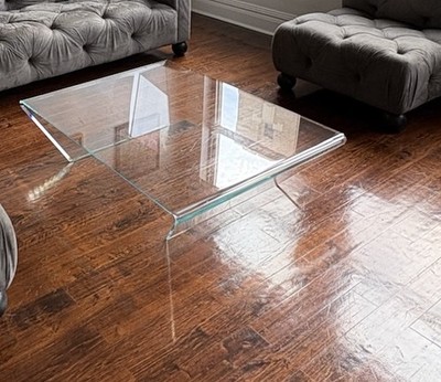Chintaly Bent Glass Coffee Table w Triangle Shape Design