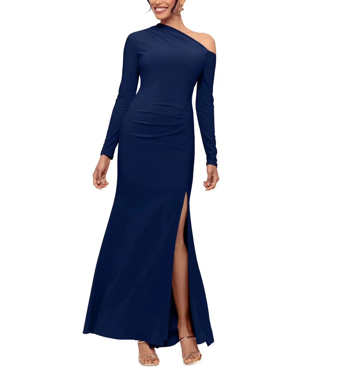 plus size long sleeve pink dresses Ever-Pretty Plus Size Long Sleeve Chiffon Midi Dress with Square Neck for Weddings & Family Events main image 1