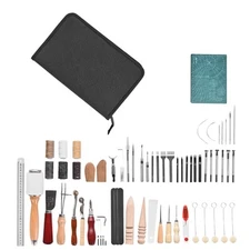 Leather Working Tools Kit 59 PCS Engraving Punching Stamping Sewing Tools