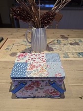 Cath Kidston Storage Tin Sewing London Cottage Patchwork Picnic Floral Giftbox 