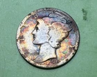 1917 P Silver Mercury Dime, Colorful Rainbow Album Toning--See Video