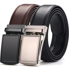 Men's Waist Belt Genuine Cowhide Automatic Ratchet Buckle 3.5cm Jeans Wear Belts