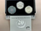 2006 $1 American Eagle Anniversary 3 Coin Silver Set Rainbow Toning Proof.