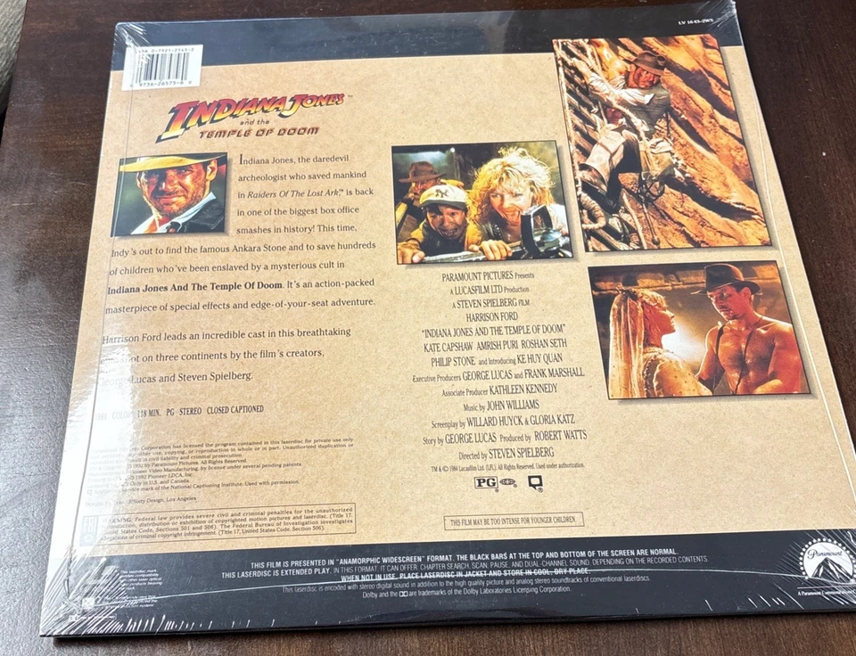 SEALED Indiana Jones And The Temple Of Doom LASERDISC Widescreen - Image 3 of 4