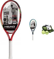 Kids Tennis Racket 21in Lightweight Beginner Pre-Strung Head Light Red