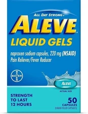 Aleve Liquid Gels, Naproxen Sodium for Pain Relief ‐ 50 Count (PACK OF 2)