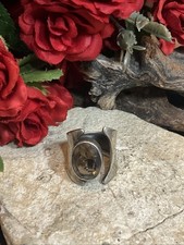 47. Vintage 925 Sterling Smoky Quarts Adjustable Ring 8.25 s, 9.4g