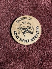 RARE souvenir wooden nickel Dollar Great Smokey Mountains confederate South