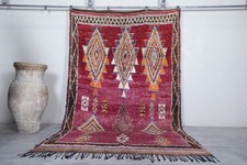 Handmade Moroccan Vintage Rug 5.7 x 9.6 Feet with Vibrant Tribal Design