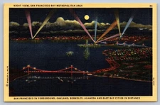 San Francisco Bay Metropolitan Area California Night View Postcard