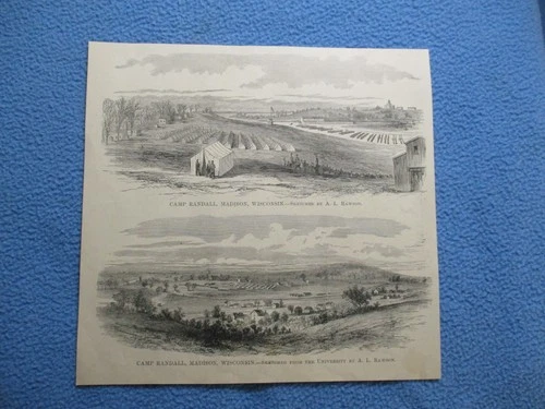 1898 Civil War Dual Image Print - Camp Randall , Madison, Wisconsin