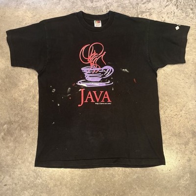 Vintage 90s Java Coding Microsoft Tech Tee Black T Shirt Size XL Single Stitch
