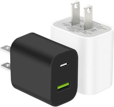 2 Pack USB C Charger Block, Dual Port Type C Wall Charger Fast Charging 20W Powe