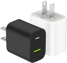 2 Pack USB C Charger Block, Dual Port Type C Wall Charger Fast Charging 20W Powe
