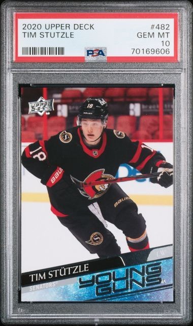 2020-21 Upper Deck Tim Stutzle Young Guns #482 Rookie RC PSA 10 Gem Mint Ottawa