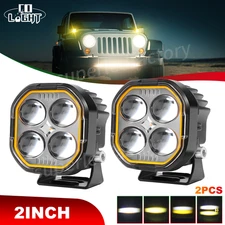 colight 2"inch 80W Amber LED Work Light Spot Cube Pods Bar Driving Fog Lamp 3/4"