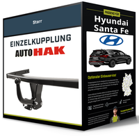 Starre AnhäNgerkupplung für Hyundai Santa Fe 02.2018-10.2020 IV Typ TM Auto Hak