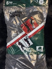 Vtg 1980  s Cotton Brand Quarter Black Socks Mens 6 Pairs Fits 10-13 USA Sports