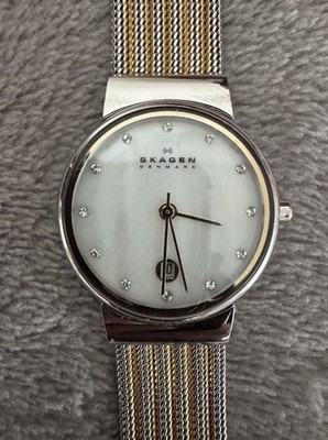 Skagen Damen Armbanduhr Edelstahl Armband Damenuhr 355SSGS Gold-/Silberfarben Da