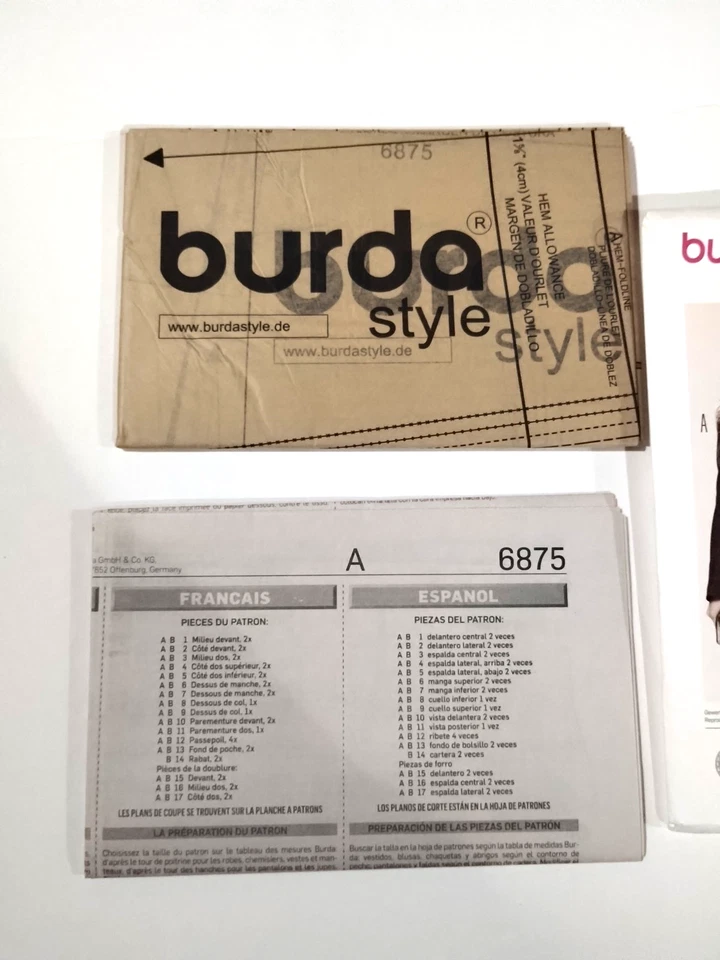 Burda Sewing Pattern 6875 Misses’ Jacket Size 8-18 UNCUT  - Image 3 of 3