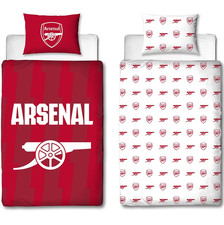 Image of Arsenal FC Single Duvet Cover Pillowcase THE GUNNERS Reversible Duvet Set