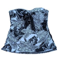 LRL Ralph Lauren Hawaiian Tankini Bikini Size 12 White Black Floral One Piece
