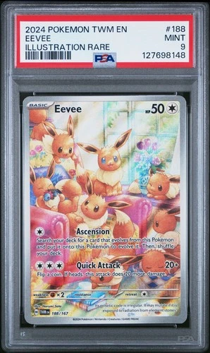 2024 POKEMON TWM EN-TWILIGHT MASQUERADE ILLUSTRATION RARE #188 EEVEE PSA 9