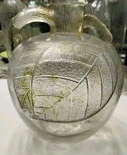 1930s Double Handled 1/2 Gallon Apple Cider Vinegar Figural Apple With Leafs Jug