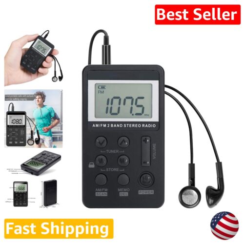 Compact AM/FM Pocket Radio - Portable Mini Radio for Walk/Jogging/Gym/Camping