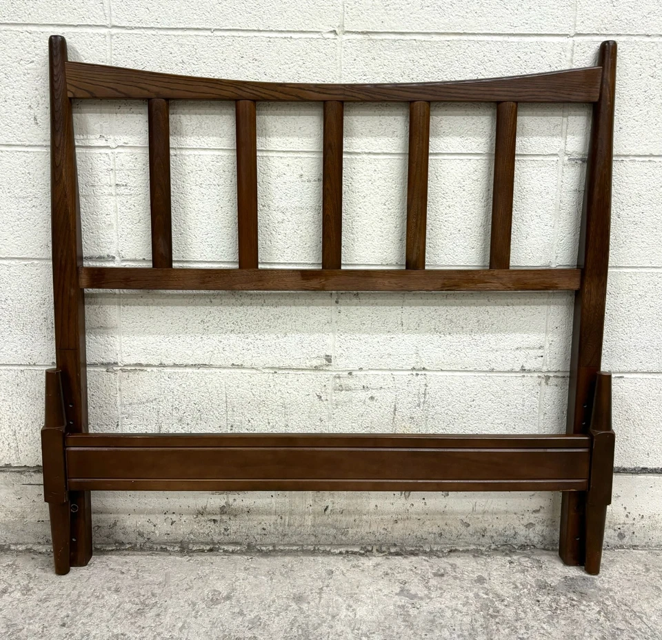 Cabeceira e rodapé vintage meados do século estilo MCM moderno tamanho duplo - Imagem 3 de 4